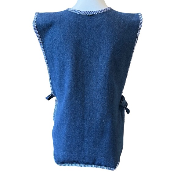 Teacher Apron Art Class Pre-K Kindergarten Smock Embroidered Handmade Blue Denim - Picture 4 of 8